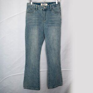 NEW Real Takai High Rise Jeans Juniors Large L Blue Street Flared Hem K06X